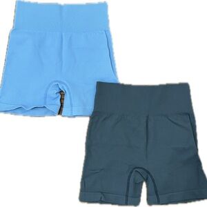 Ribbed Shorts Set - Blue and Gray